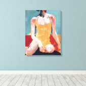 ヴィンテージスイム – 黄色の水着 キャンバスプリント (インサイチュ (ウッドフロア))