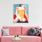 ヴィンテージスイム – 黄色の水着 キャンバスプリント (インサイチュ (リビング))