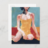 ヴィンテージスイム – 黄色の水着 ポストカード (正面/裏面)