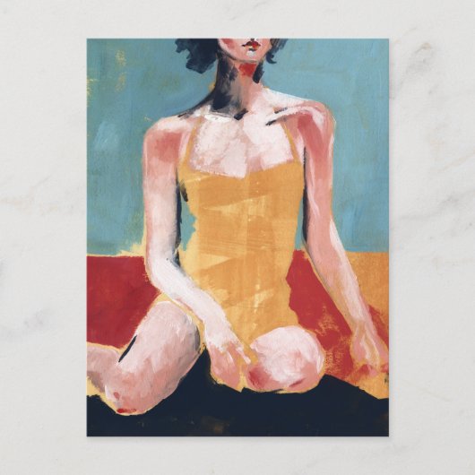 ヴィンテージスイム – 黄色の水着 ポストカード (正面)