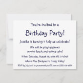 ヴィンテージスイングガールスイングバースデーパーティー 招待状 (裏面)