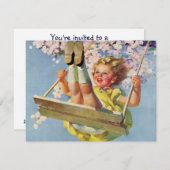 ヴィンテージスイングガールスイングバースデーパーティー 招待状 (正面/裏面)