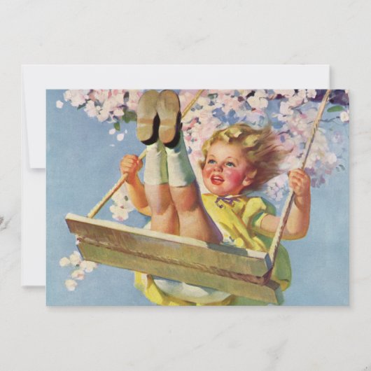 ヴィンテージスイング、女の子が木に揺れる子供 (正面)