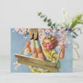 ヴィンテージスイング、女の子が木に揺れる子供 (スタンド正面)