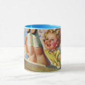 ヴィンテージスイング、女の子が木に揺れる子供 マグカップ (中央)