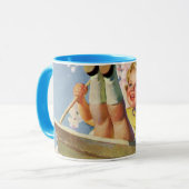 ヴィンテージスイング、女の子が木に揺れる子供 マグカップ (正面左)