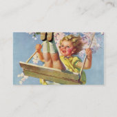 ヴィンテージスイング、女の子が木に揺れる子供 名刺 (裏面)