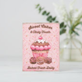 ヴィンテージスイーツかわいいキャンディーカップケーキのはがき ポストカード (スタンド正面)