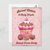 ヴィンテージスイーツかわいいキャンディーカップケーキのはがき ポストカード (正面/裏面)