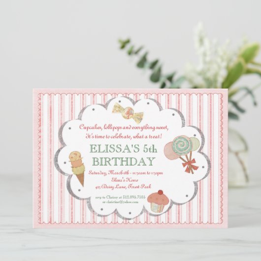 ヴィンテージスイートトリーツパーティの招待状 招待状 (スタンド正面)