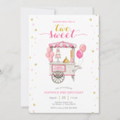 ヴィンテージスイートトリートカート2回目の誕生日パーティー 招待状 (正面)