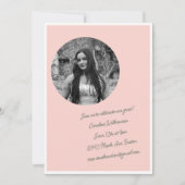 ヴィンテージスイートピンクコケット写真卒業パーティー 招待状 (正面)