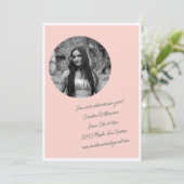 ヴィンテージスイートピンクコケット写真卒業パーティー 招待状 (スタンド正面)