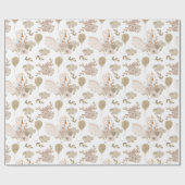 ヴィンテージスウィートスワン、フローラブーケ、バルーン ラッピングペーパー (フラット)