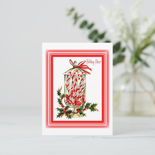 ヴィンテージスウィートトリートキャンディケインジャー ポストカード (スタンド正面)