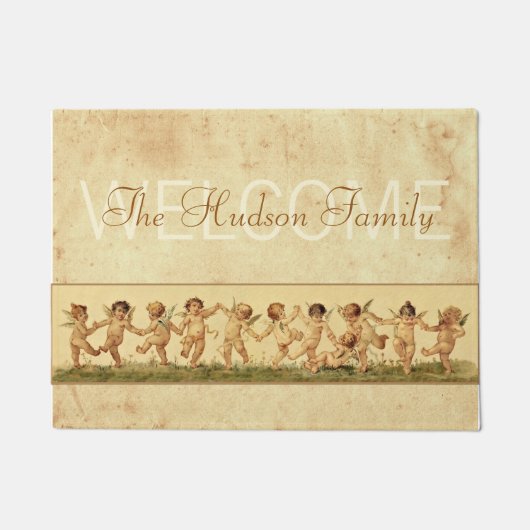 ヴィンテージスウィートハッピーレ踊りチェルブパーソナライズされた ドアマット (正面)