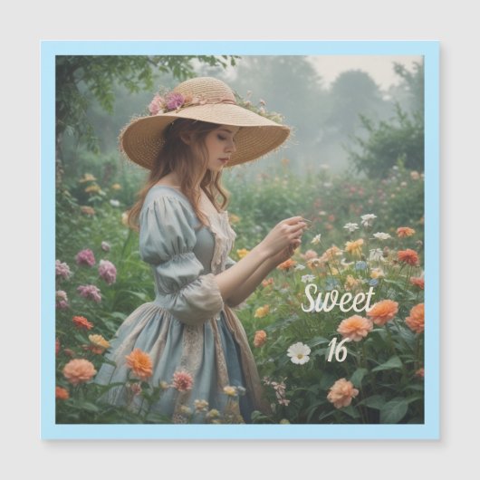 ヴィンテージスウィート16磁気誕生日カード (正面)