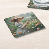 ヴィンテージスウィート16誕生日 スクエアペーパーコースター (アングル)