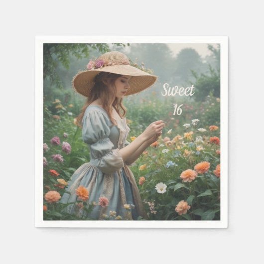 ヴィンテージスウィート16誕生日 スタンダードカクテルナプキン (正面)