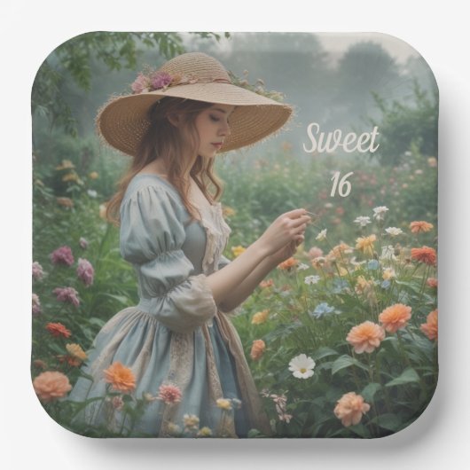 ヴィンテージスウィート16誕生日 ペーパープレート (正面)