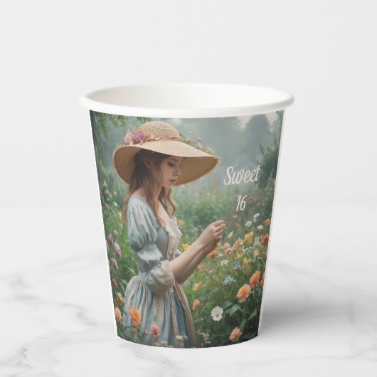 ヴィンテージスウィート16誕生日 紙コップ (正面)