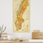 ヴィンテージスウェーデンの地質図(1910) ポスター (キッチン)