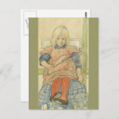 ヴィンテージスウェーデンガールオンプレイドチェア ポストカード (正面/裏面)