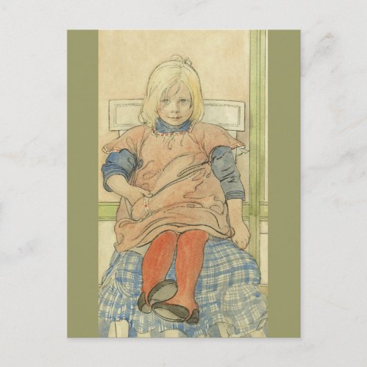 ヴィンテージスウェーデンガールオンプレイドチェア ポストカード (正面)