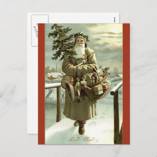 ヴィンテージスウェーデンサンタクロース画像はがき シーズンポストカード (正面/裏面)