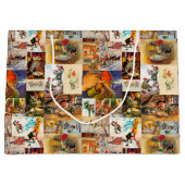 ヴィンテージスウェーデンジュルトンテ格言コラージュ ラージペーパーバッグ (正面)