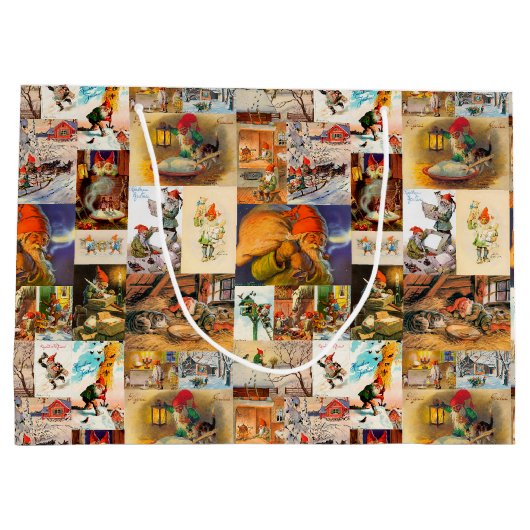 ヴィンテージスウェーデンジュルトンテ格言コラージュ ラージペーパーバッグ (裏面)