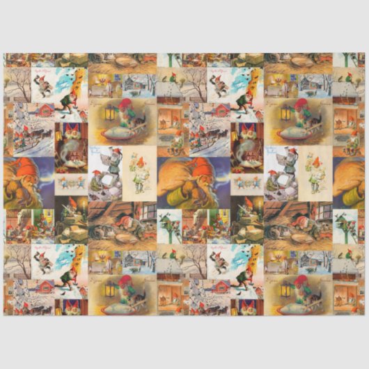 ヴィンテージスウェーデンジュルトンテ格言コラージュ 薄葉紙 (正面)