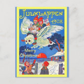 ヴィンテージスウェーデンフクロウ&キッズジュルクラペンクリスマス ポストカード (正面)