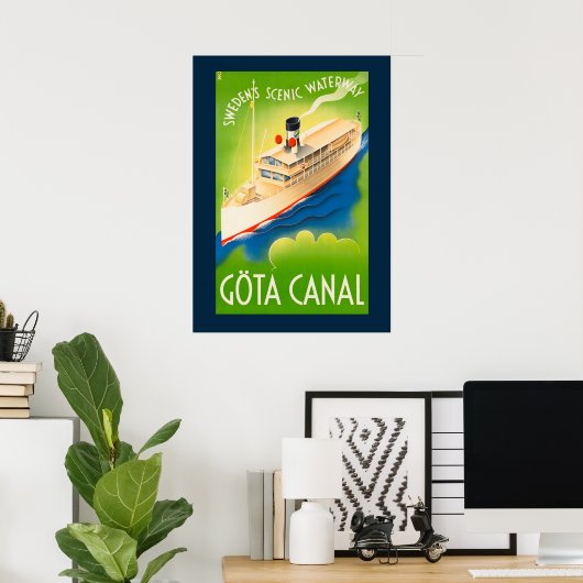 ヴィンテージスウェーデン名勝ウォーターウェイ旅行ポスター ポスター (ホームオフィス)