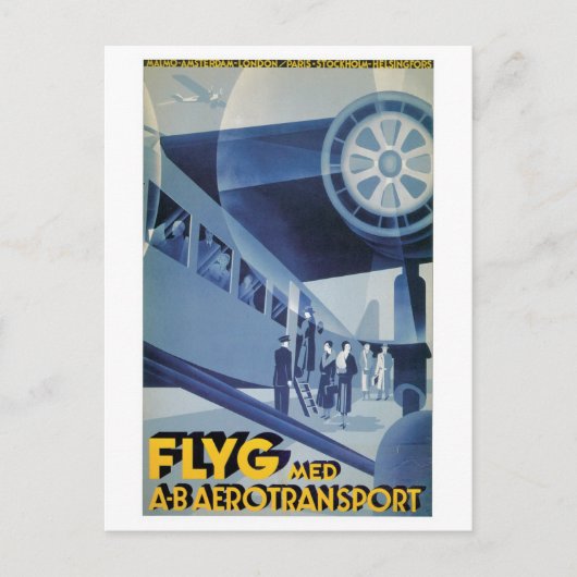 ヴィンテージスウェーデン航空(ABA)旅行広告 ポストカード (正面)