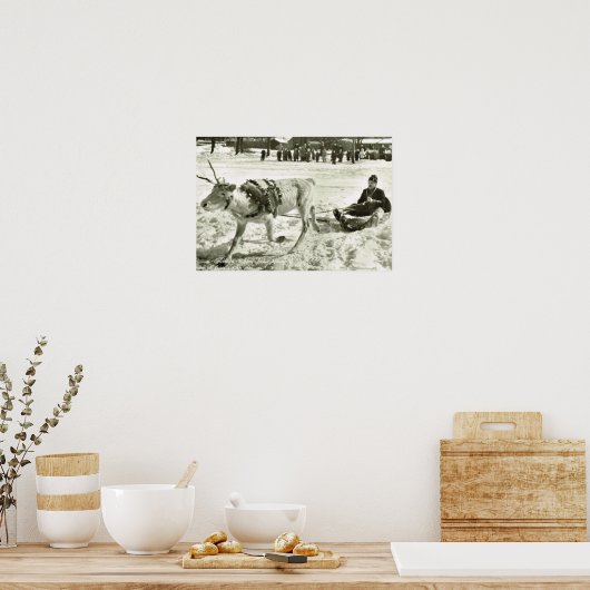 ヴィンテージスウェーデン、トナカイそり、フォーク博物館、 ポスター (キッチン)