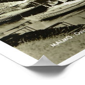 ヴィンテージスウェーデン、マルモ、ウォーターフロントとボート ポスター (角)