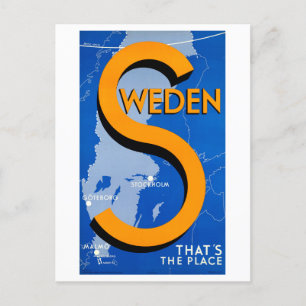 ヴィンテージスウェーデン「That is the Place」 Travel Poster ポストカード