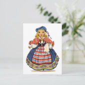 ヴィンテージスウェーデ伝統的ンガールドレス葉書 ポストカード (スタンド正面)