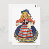 ヴィンテージスウェーデ伝統的ンガールドレス葉書 ポストカード (正面/裏面)