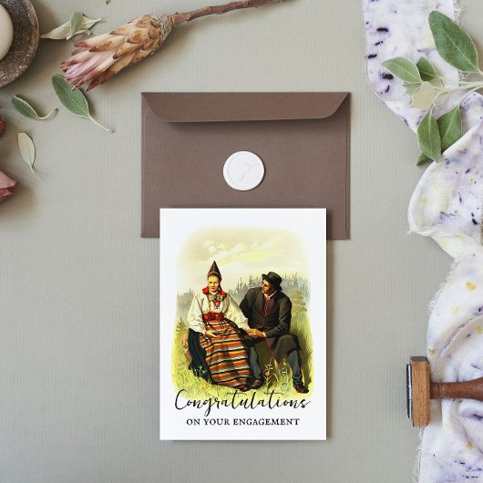 ヴィンテージスウェーデ伝統的ンダレカーリア婚約 カード