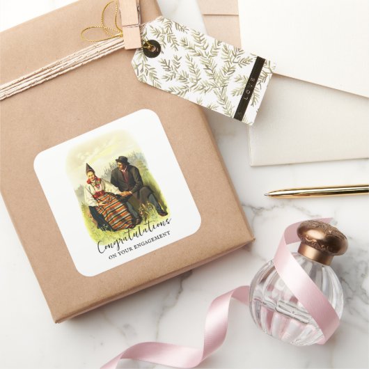 ヴィンテージスウェーデ伝統的ンダレカーリア婚約 スクエアシール (ギフト)