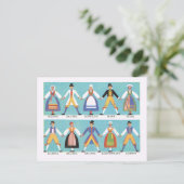 ヴィンテージスウェーデ伝統的ンフォーク衣装2 ポストカード (スタンド正面)