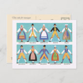 ヴィンテージスウェーデ伝統的ンフォーク衣装2 ポストカード (正面/裏面)