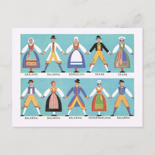 ヴィンテージスウェーデ伝統的ンフォーク衣装2 ポストカード (正面)