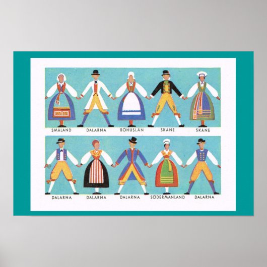 ヴィンテージスウェーデ伝統的ン、地域コスチューム2 ポスター (正面)
