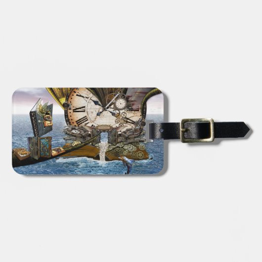 ヴィンテージスエレガントテームパンクのドラゴンアートスエードウイスレス ラゲッジタグ (正面横)