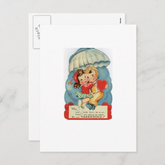 ヴィンテージスカイダイビングバレンタインデー シーズンポストカード (正面/裏面)