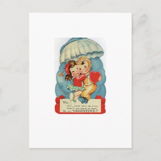 ヴィンテージスカイダイビングバレンタインデー シーズンポストカード (正面)