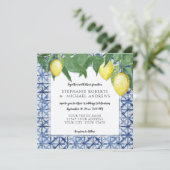 ヴィンテージスカイブルーとホワイトのシボリ×パターン レモン 招待状 (スタンド正面)